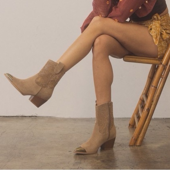 Rhinestone Studded Western Booties with Metal Toe - Oasis Society - Picture 5 of 5